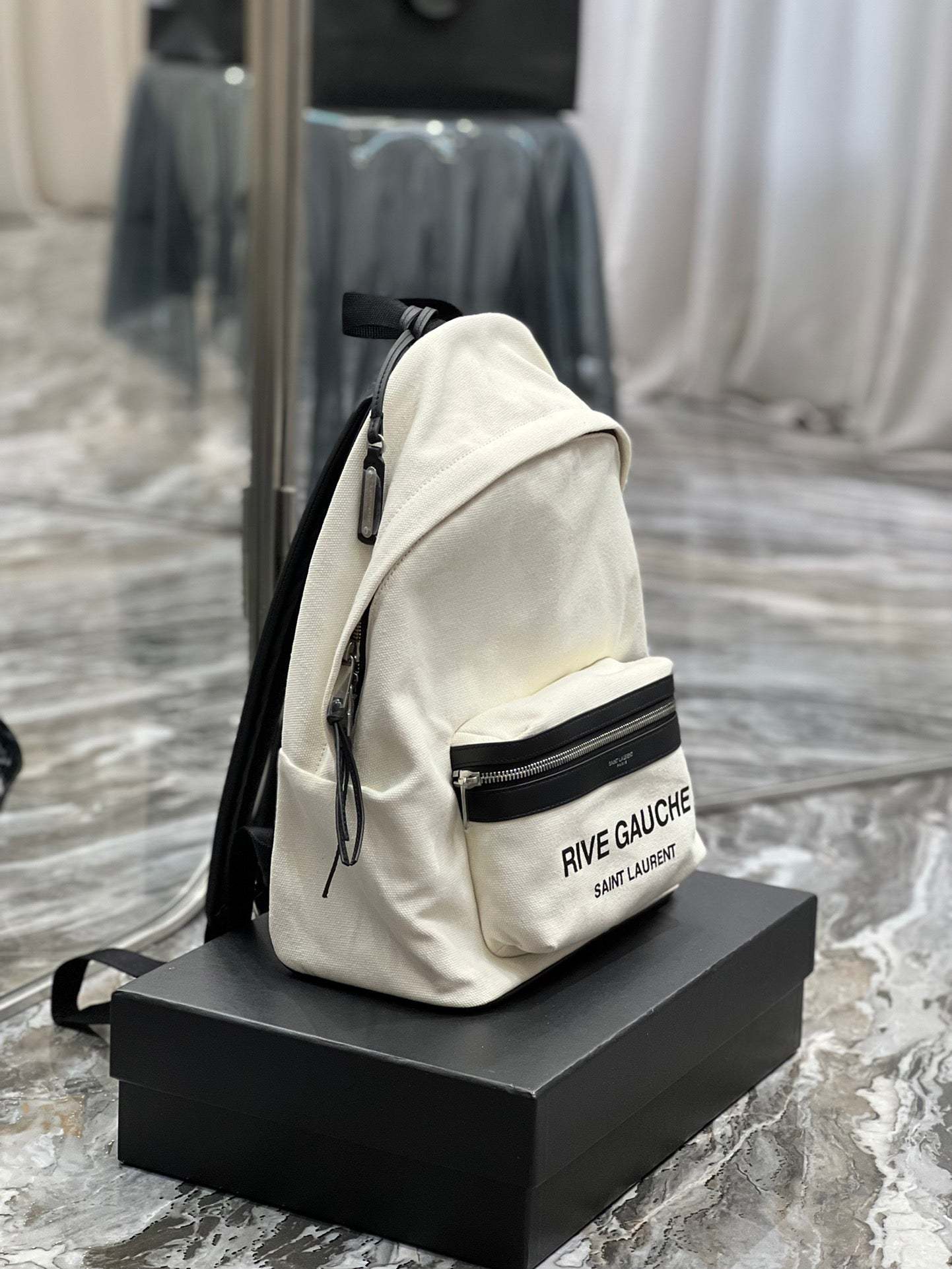 YSSL City Backpack In Canvas Unisex For Women 13.8in/35cm White YSL
