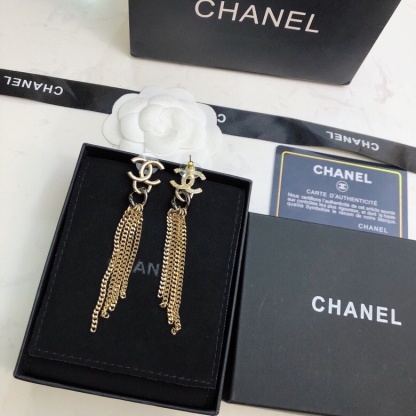 CC CC DROP GOLD EARRINGS
