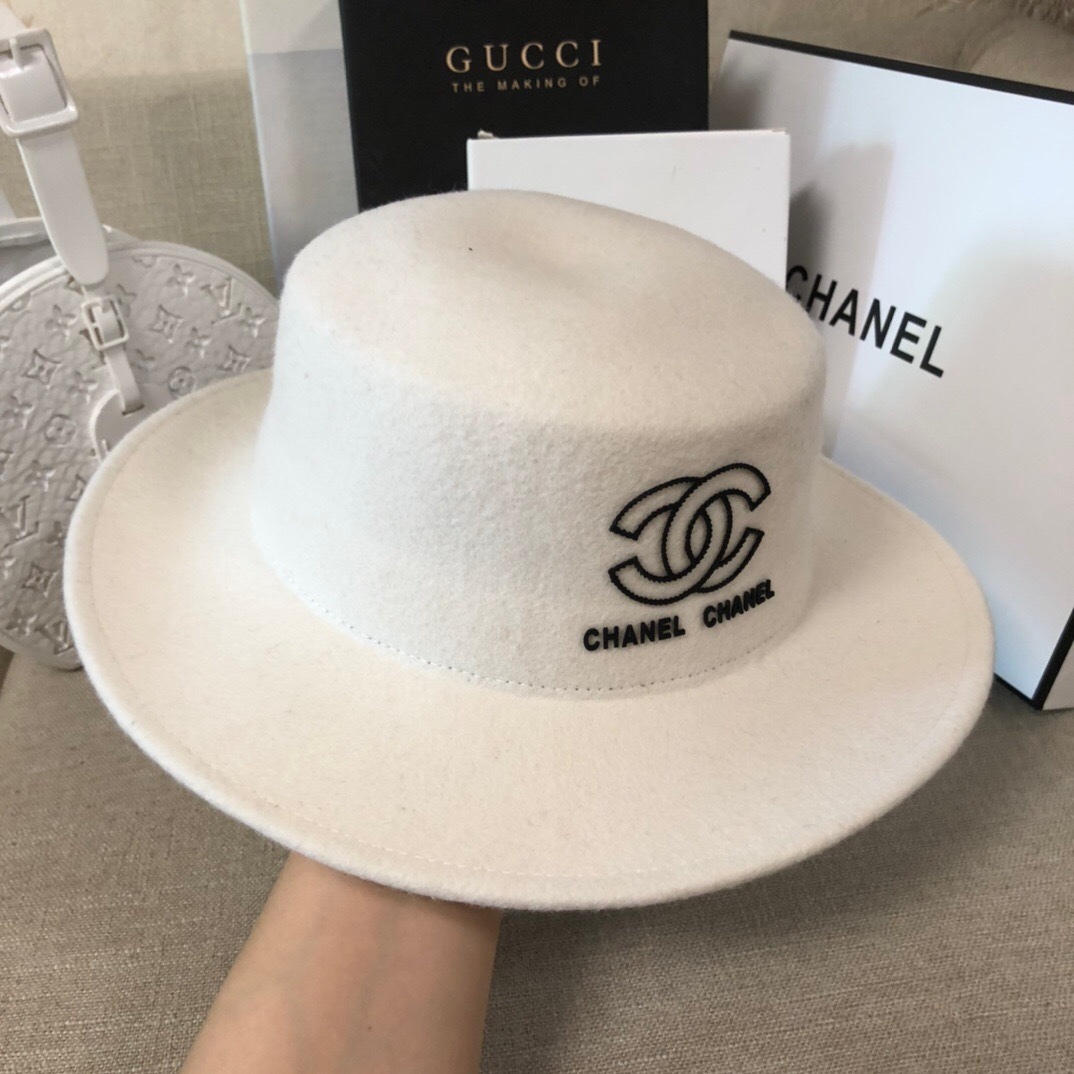 CC CC WIDE BRIM WOOL HAT WHITE