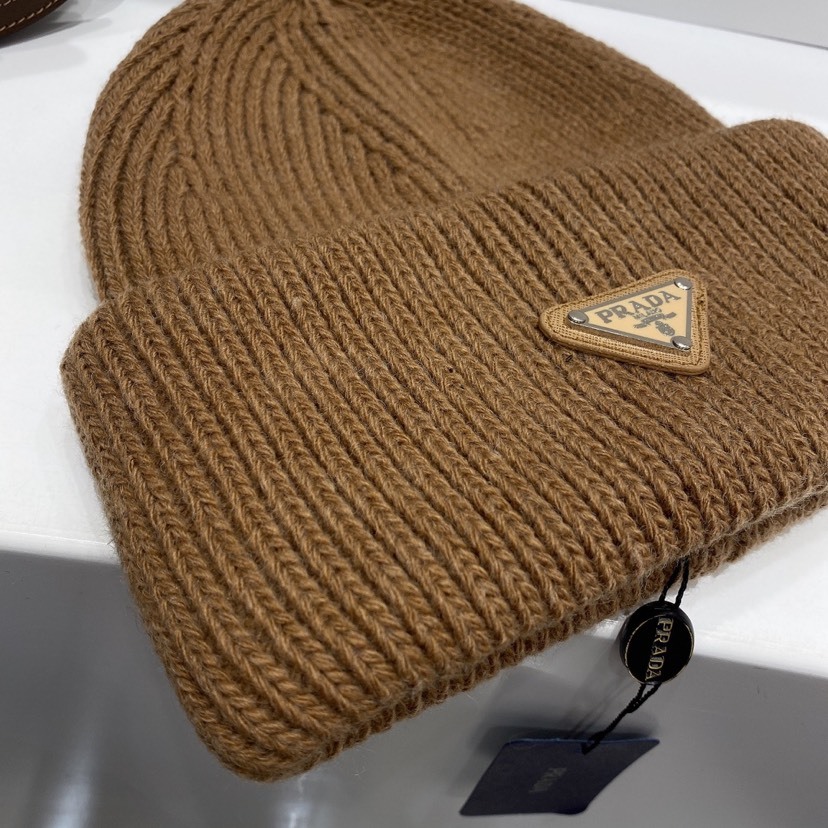 PD WOOL AND CASHMERE BEANIE SLIVER BROWN