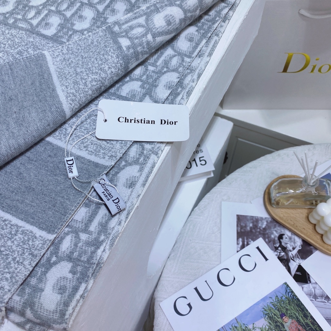 DOR OBLIQUE SCARF ECRU AND GRAY CASHMERE 25CDO309I093 C810