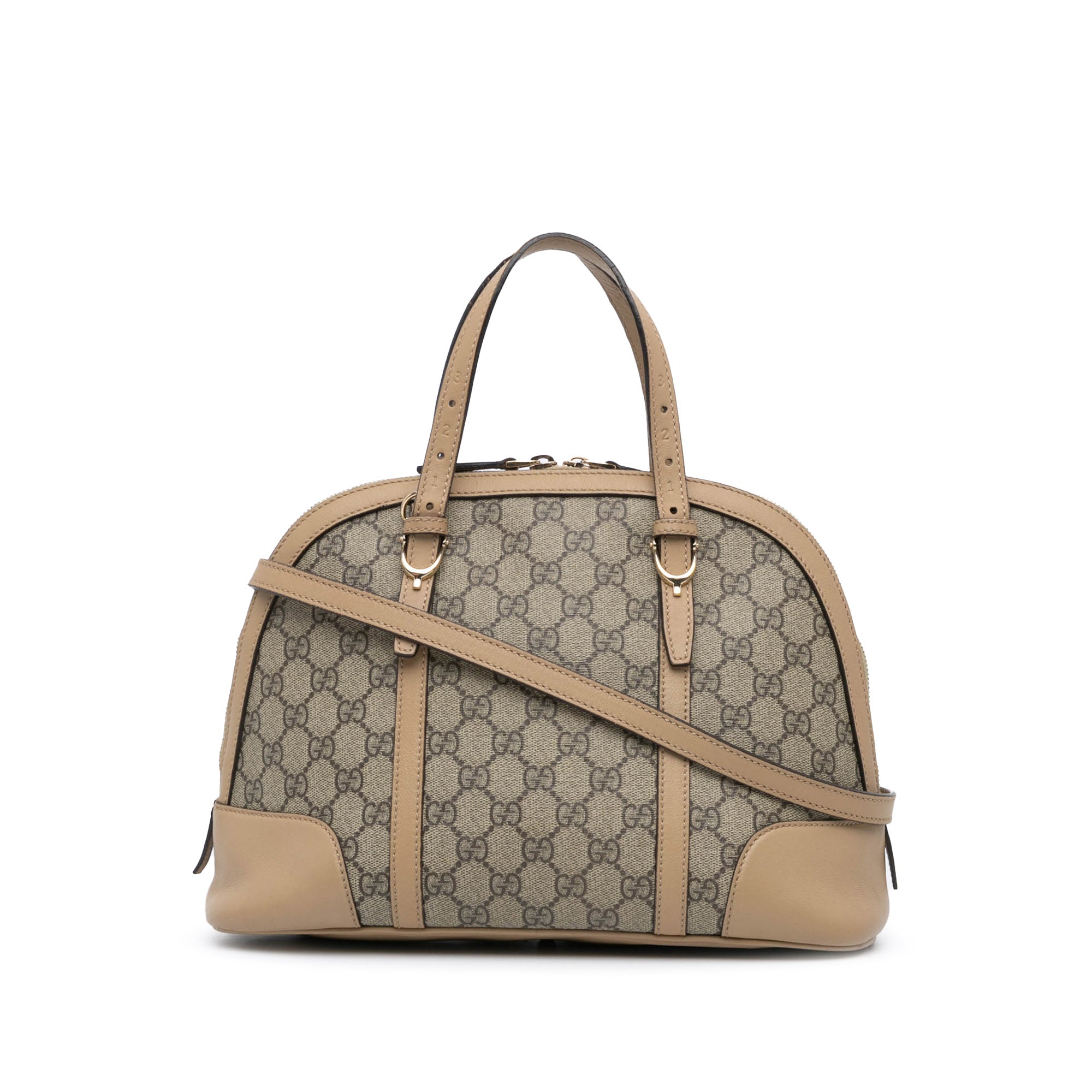 Brown Gucci Small GG Supreme Nice Dome Satchel