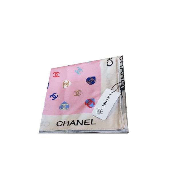 CC CC HEARTS LETTER MONOGRAM LOGO BOW PRINT SCARF PINK