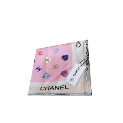CC CC HEARTS LETTER MONOGRAM LOGO BOW PRINT SCARF PINK