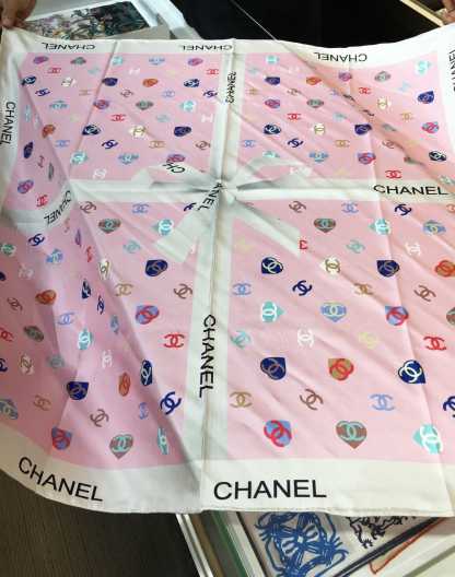 CC CC HEARTS LETTER MONOGRAM LOGO BOW PRINT SCARF PINK