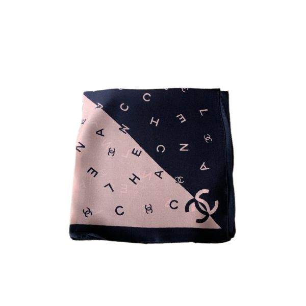 CC MULTI LETTERS SQUARE SILK SCARF PINK BLUE