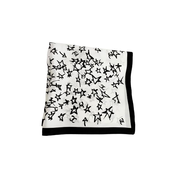 CC SILK CC STAR SCARF WHITE