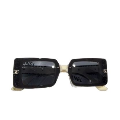 CC RECTANGLE SHINY DESIGN SUNGLASSES BLACK WHITE