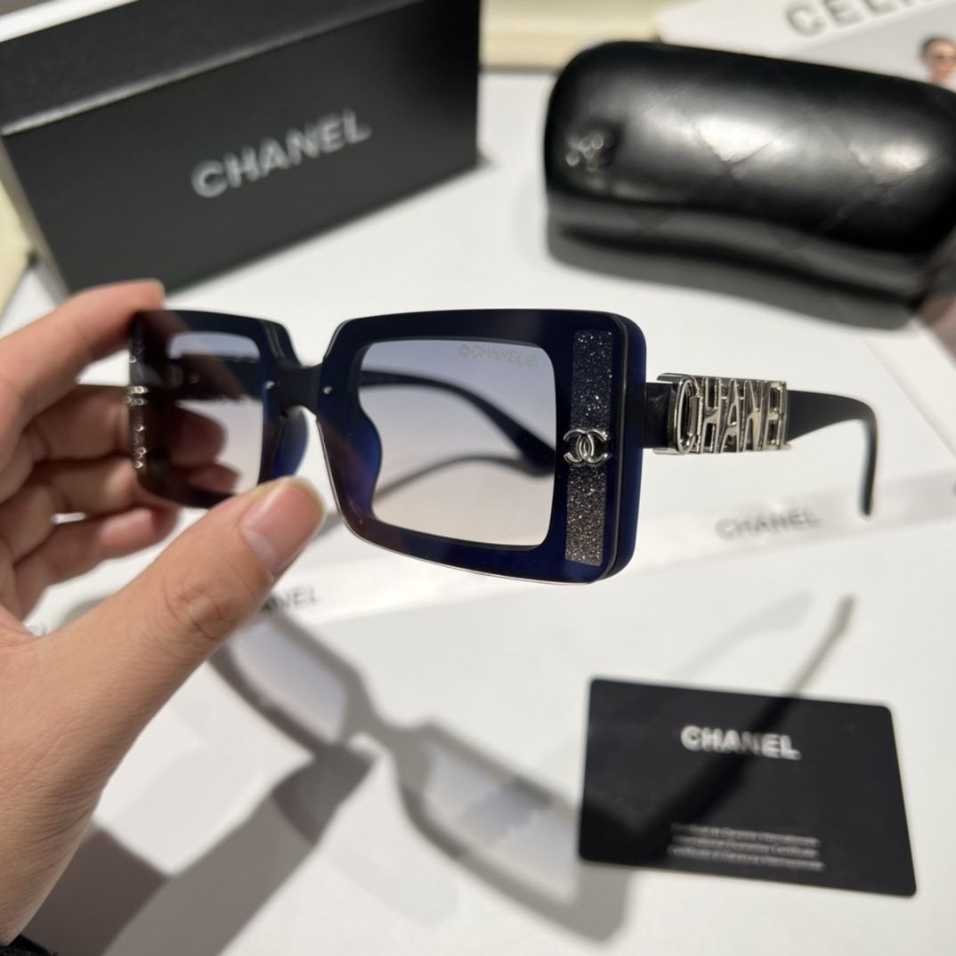 CC RECTANGLE SHINY DESIGN GRADIENT SUNGLASSES DEEP BLUE