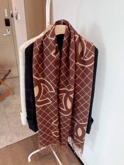 CC CASHMERE SHEARLING SCARF BROWN