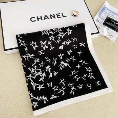 CC SILK CC STAR SCARF BLACK