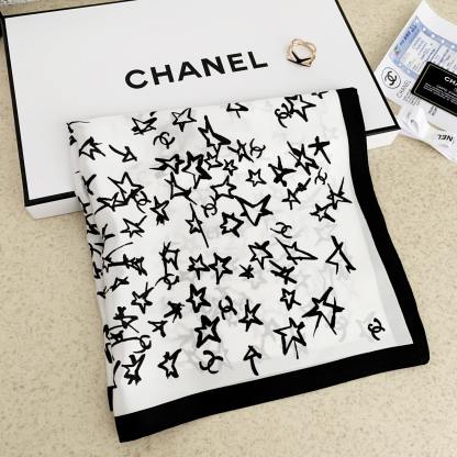 CC SILK CC STAR SCARF WHITE