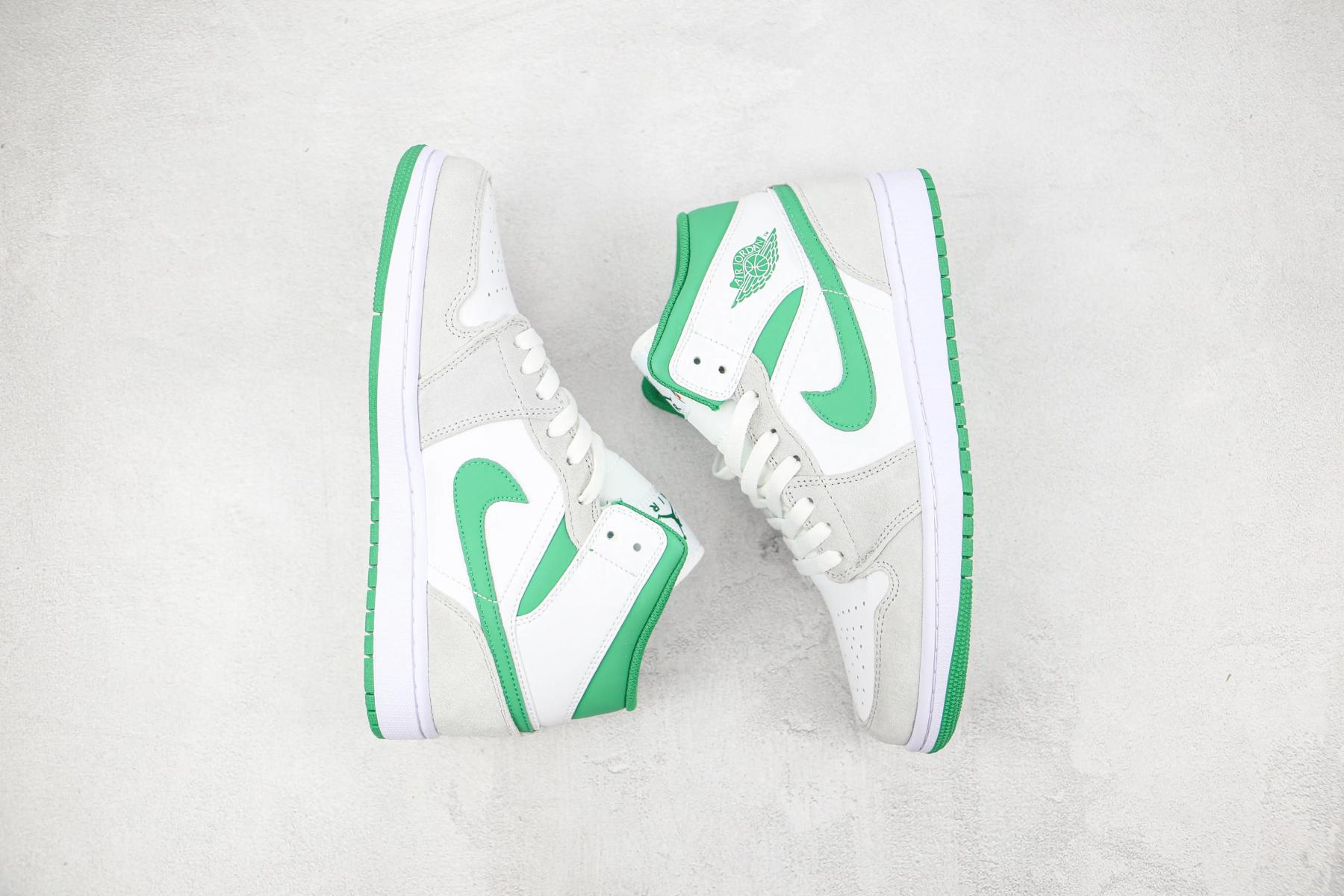 Designer Air Jordan 1 Green Grey Mid High Q ( Customs And Box ), Jordan 1 Sneakers Active