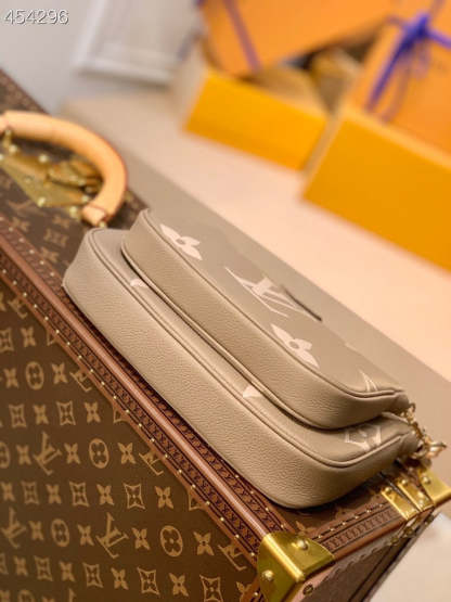 LV Multi Pochette Accessoires Monogram Empreinte Tourterelle Beige/Cream For Women,  Shoulder And Crossbody Bags 9.8in/25cm LV