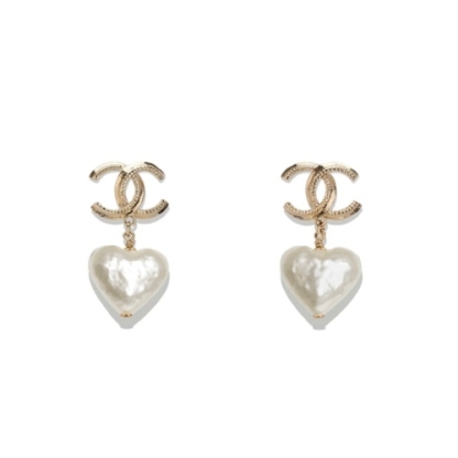 CC 22C HEART PEARL PENDANT CC DANGLE EARRINGS