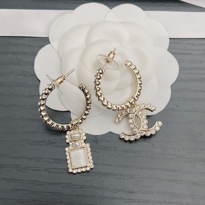 CC CC AND PERFUME BOTTLE HOOP EARRINGS