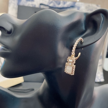CC CC AND PERFUME BOTTLE HOOP EARRINGS