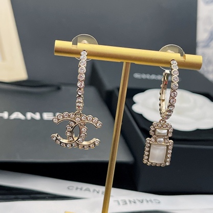 CC CC AND PERFUME BOTTLE HOOP EARRINGS