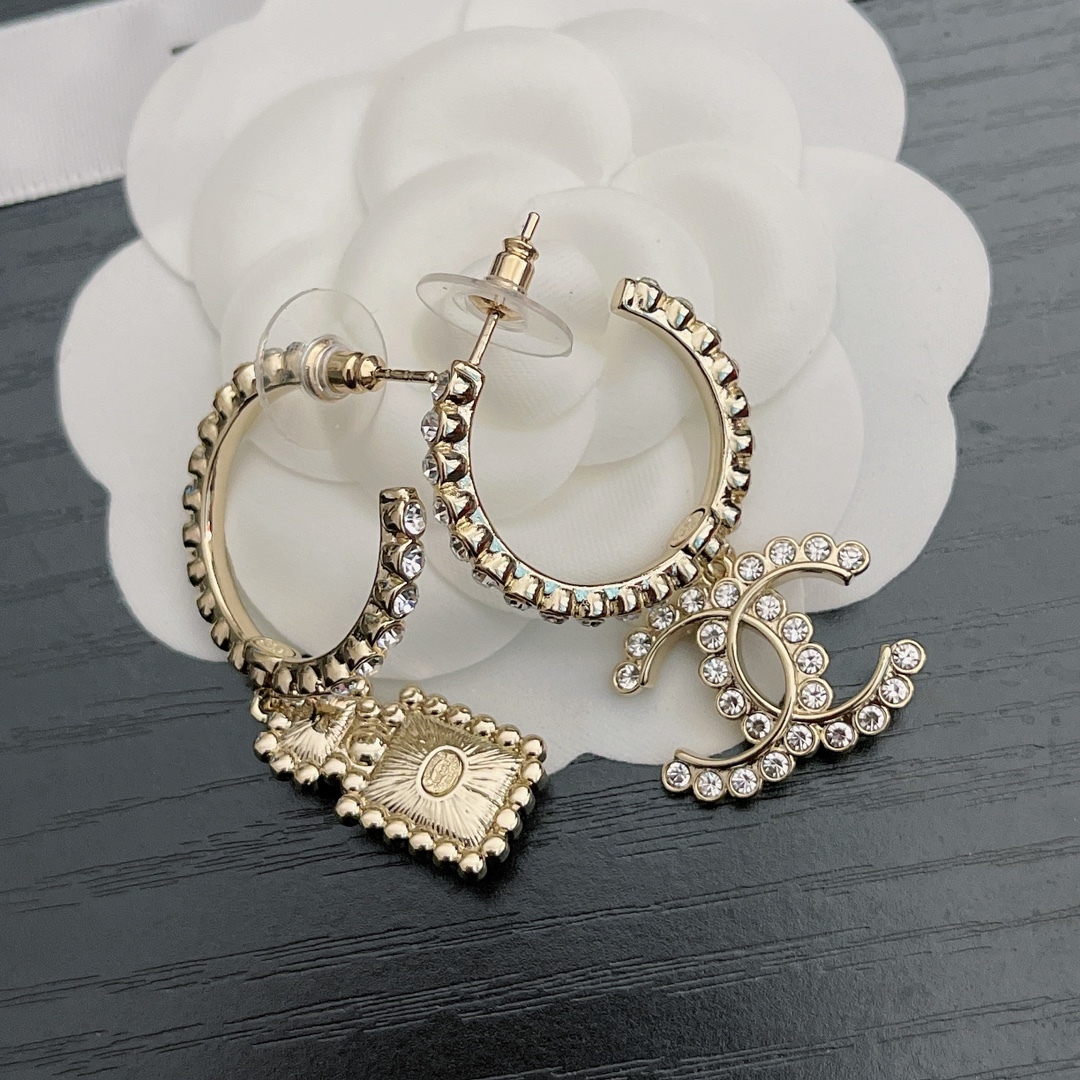 CC CC AND PERFUME BOTTLE HOOP EARRINGS