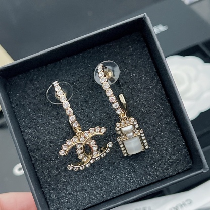 CC CC AND PERFUME BOTTLE HOOP EARRINGS