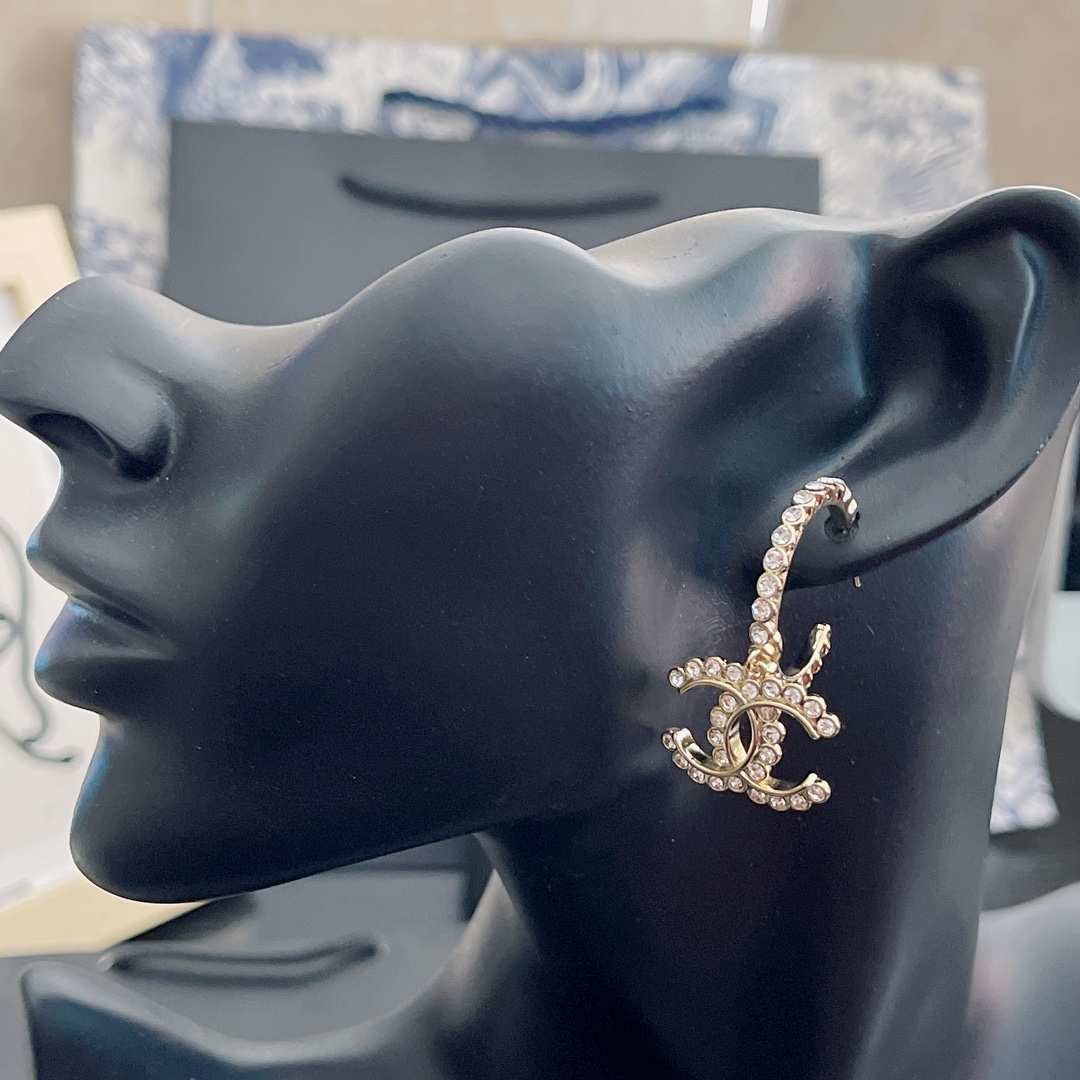 CC CC AND PERFUME BOTTLE HOOP EARRINGS