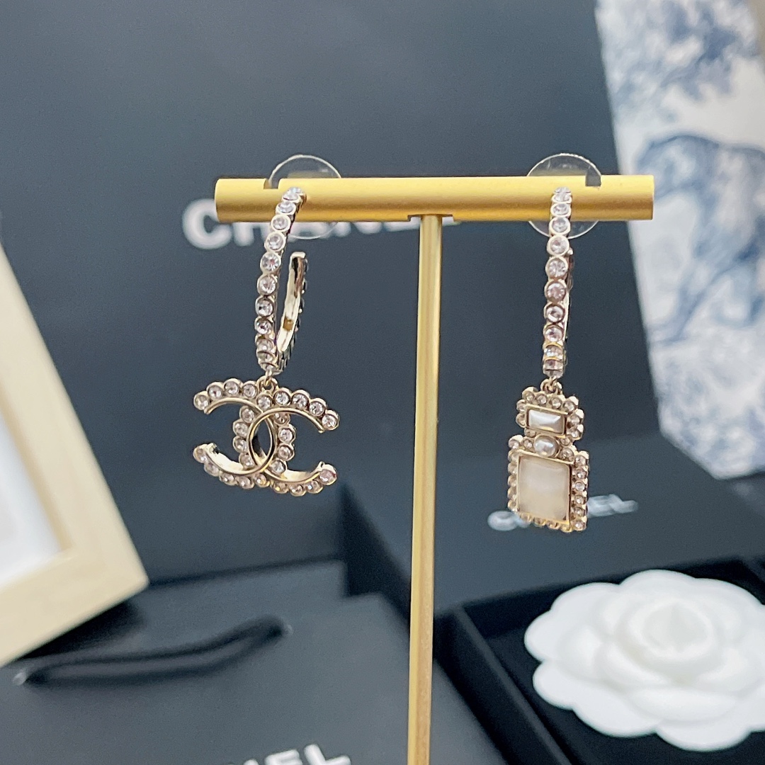 CC CC AND PERFUME BOTTLE HOOP EARRINGS