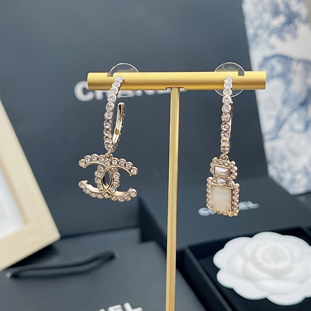 CC CC AND PERFUME BOTTLE HOOP EARRINGS