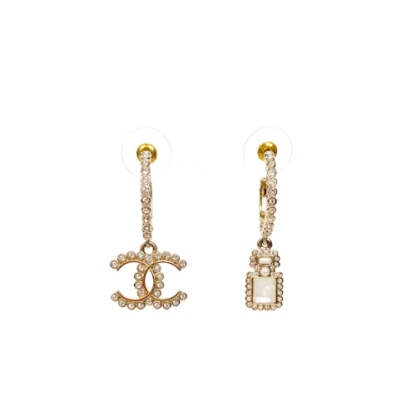 CC CC AND PERFUME BOTTLE HOOP EARRINGS