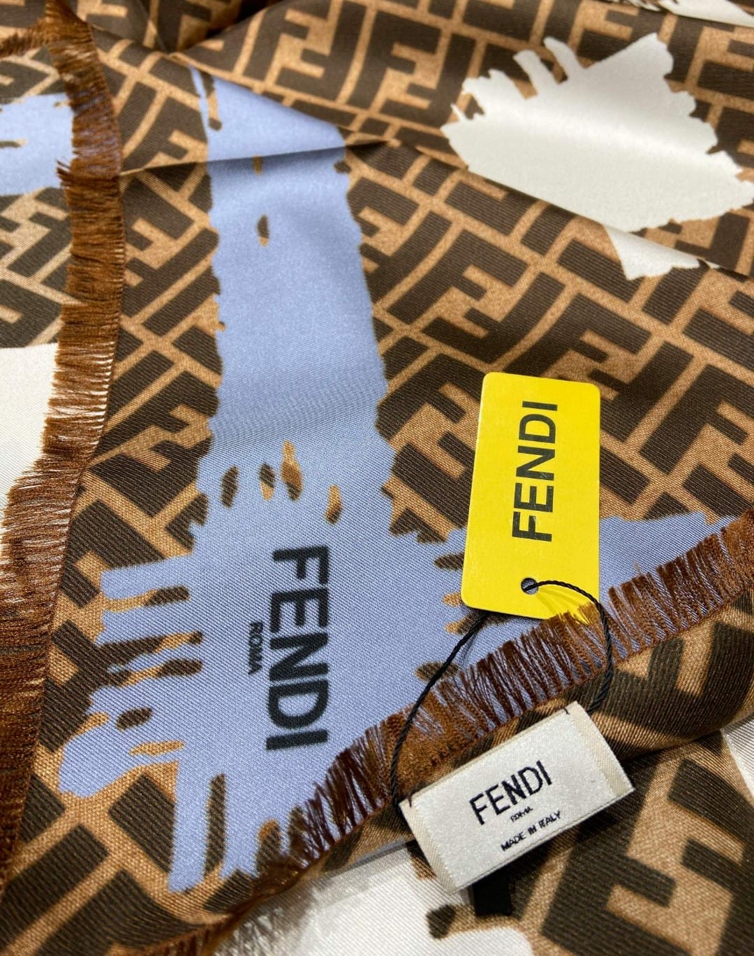 FD FF PRINTED BRUSH SCARF BROWN