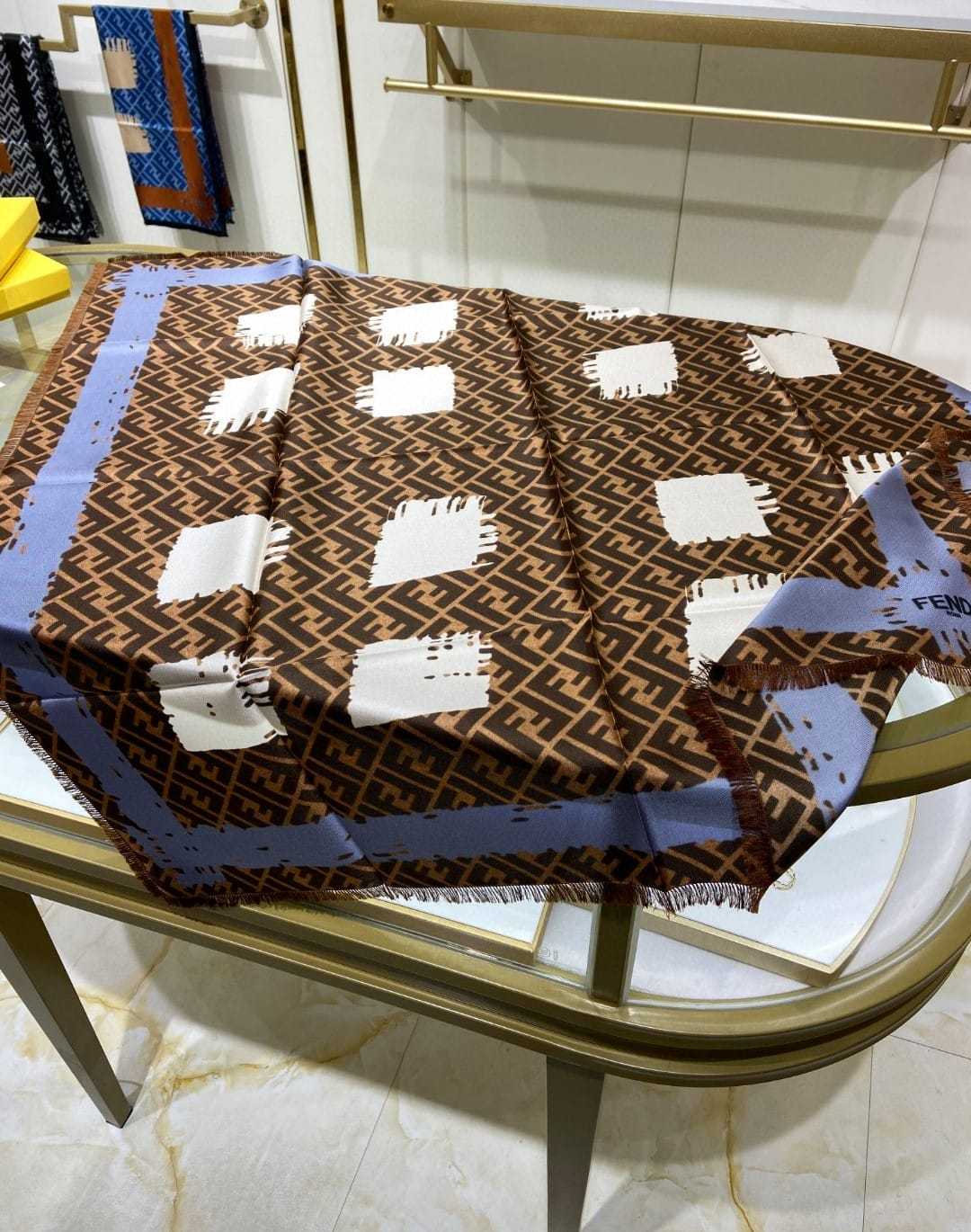 FD FF PRINTED BRUSH SCARF BROWN