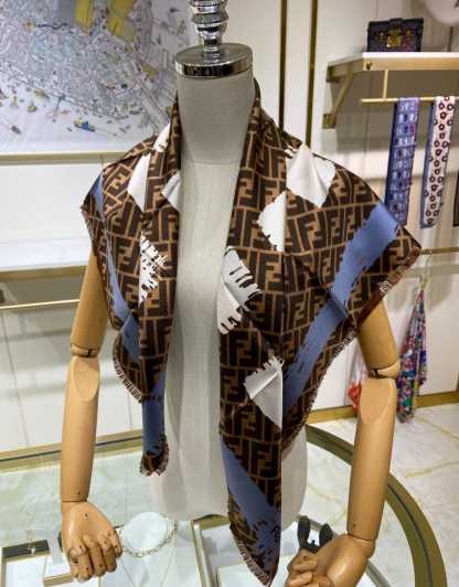 FD FF PRINTED BRUSH SCARF BROWN