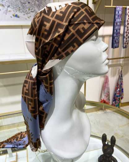 FD FF PRINTED BRUSH SCARF BROWN