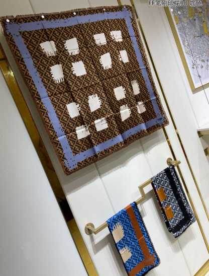 FD FF PRINTED BRUSH SCARF BROWN
