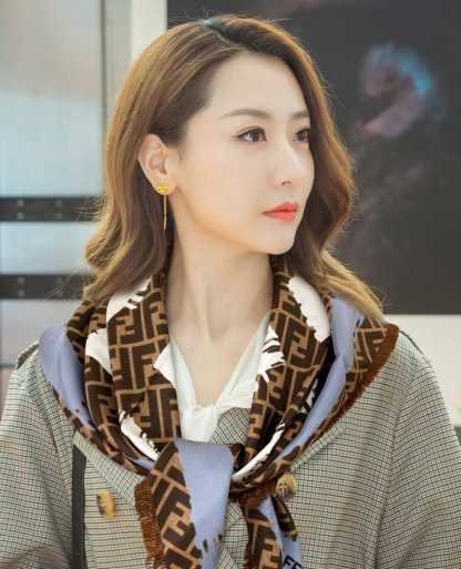 FD FF PRINTED BRUSH SCARF BROWN