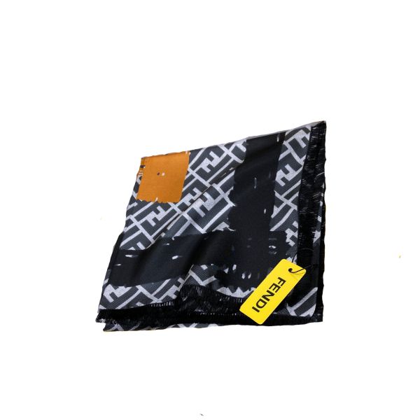 FD FF PRINTED BRUSH SCARF BLACK ORANGE