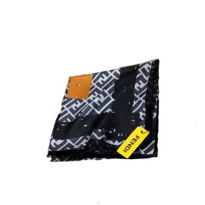 FD FF PRINTED BRUSH SCARF BLACK ORANGE