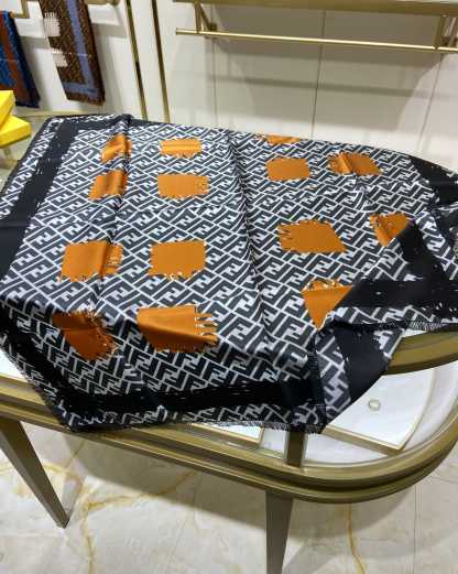 FD FF PRINTED BRUSH SCARF BLACK ORANGE