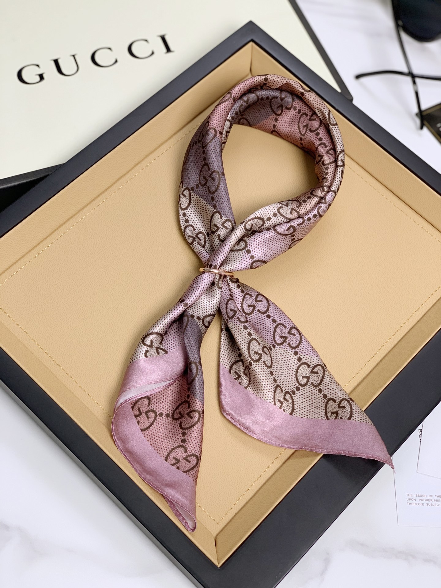 GG GG JACQUARD SCARF 70CM PINK