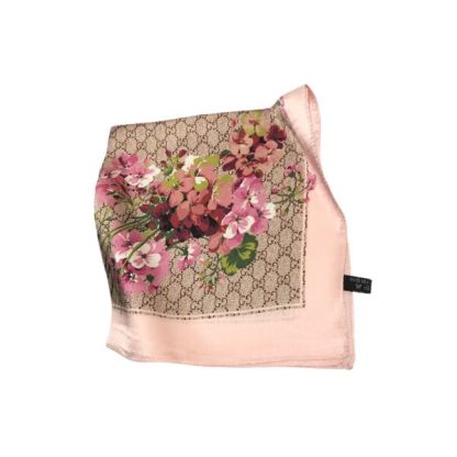 GG GG BLOOMS FOULARD SCARF LIGHT PINK