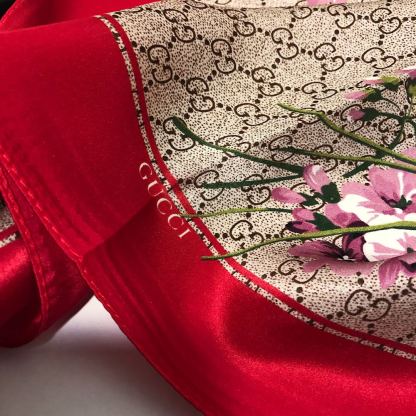 GG GG BLOOMS FOULARD SCARF RED