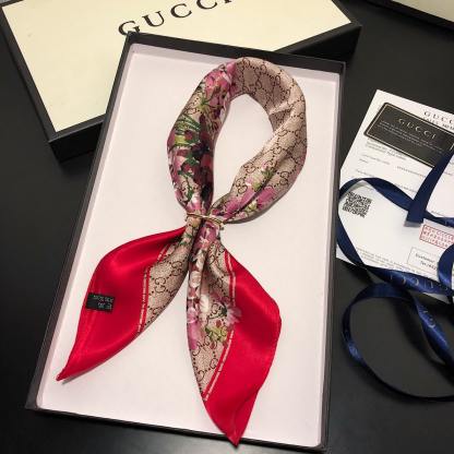 GG GG BLOOMS FOULARD SCARF RED