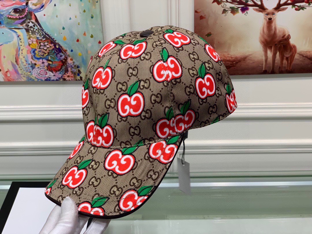 GG GG APPLE BASEBALL CAP BROWN