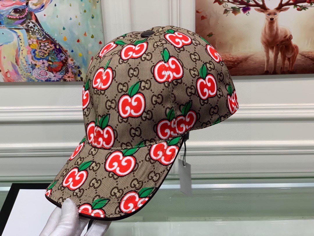 GG GG APPLE BASEBALL CAP BROWN