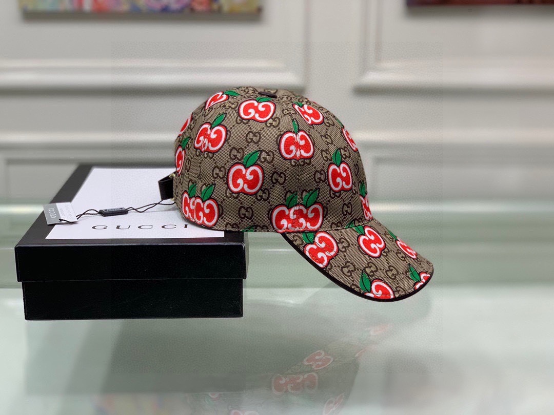 GG GG APPLE BASEBALL CAP BROWN