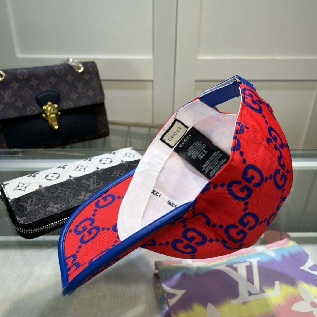 GG GG MONOGRAM BASEBALL CAP RED BLUE