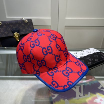 GG GG MONOGRAM BASEBALL CAP RED BLUE
