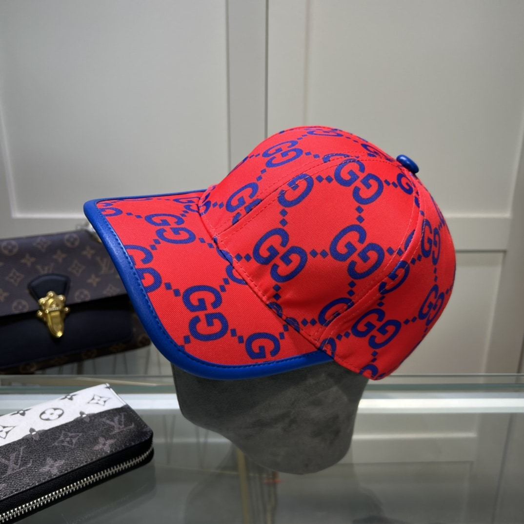 GG GG MONOGRAM BASEBALL CAP RED BLUE