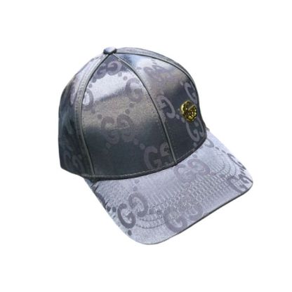 GG GG MONOGRAM GOLD LOGO BASEBALL CAP GREY