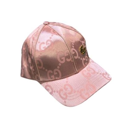 GG GG MONOGRAM GOLD LOGO BASEBALL CAP PINK