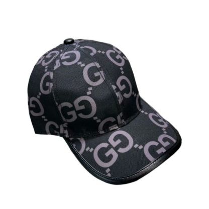 GG GG MONOGRAM COTTON BLEND CANVAS BASEBALL CAP BLACK